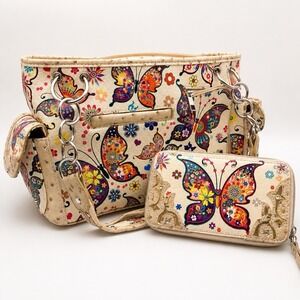 Cowgirl Trendy Butterfly Concealed Carry Purse Wallet Set Western Floral